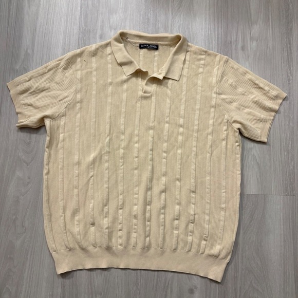 PJ Paul Jones Other - PJ Paul Jones Mens Polo Shirt Beige Textured Knit Short Sleeve Casual Golf XL